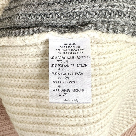 Acoté Ecru Multicolor Colorblock Alpaca Crewneck Pullover Sweater Sz 1 NWT $198 - Picture 11 of 13